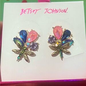 Betsey Johnson Multicolor Dragonfly Earrings